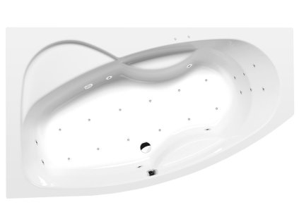 MAMBA L hydromasážní vana, 170x100x44cm, Attraction Hydro-Air, chrom