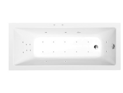 NOEMI hydromasážní vana, 160x80x39cm, Attraction Hydro-Air, chrom