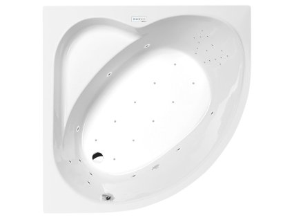 SIRIUS hydromasážní vana, 130x130x43cm, Highline Hydro-Air, chrom