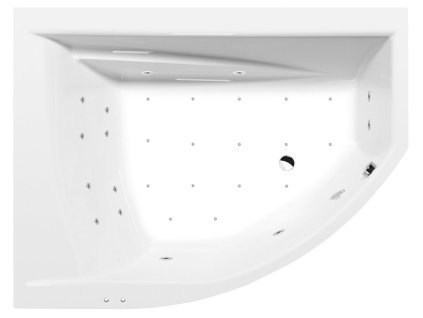 TANDEM L hydromasážní vana, 170x130x50cm, Active Hydro-Air, chrom