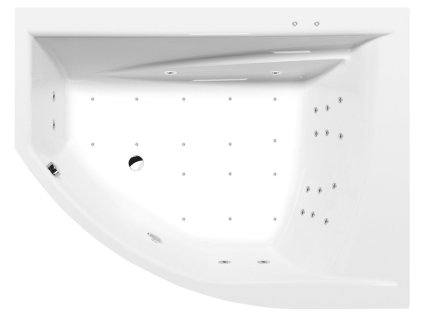 TANDEM R hydromasážní vana, 170x130x50cm, Attraction Hydro-Air, chrom