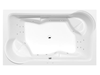 DUO hydromasážní vana, 200x120x45cm, Attraction Hydro, chrom