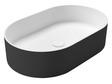 THIN umyvadlo na desku, Rockstone, 55x35cm, carina/bílá mat obrázek č.: 1