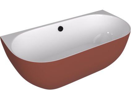 PAGODA nástěnná vana litý mramor 170x85x58cm, bílá/hnědá mat