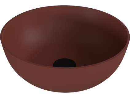 BANERA ROUND umyvadlo na desku, litý mramor, průměr 39cm, hnědá mat