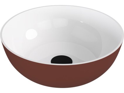 BANERA ROUND umyvadlo na desku, litý mramor, průměr 39cm, bílá/hnědá mat