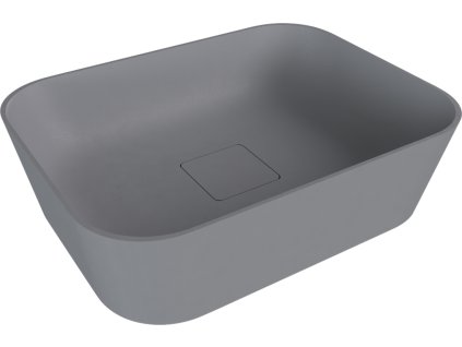 BANERA SQUARE umyvadlo na desku, litý mramor, 50x36cm, šedá mat