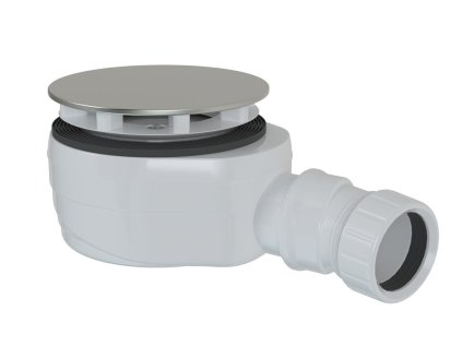 Vaničkový sifon, průměr 90mm, DN40, nízký, krytka nerez lesk