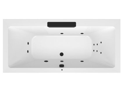 CASCATA hydromasážní vana, 185x85x45cm, kaskáda černá, Attraction Hydro, černá