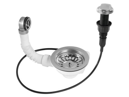 Dřezová výpust 6/4", s přepadem a ovládáním, nerez