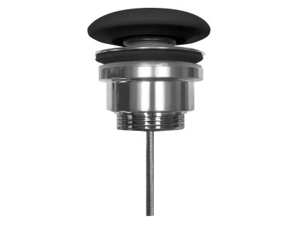 Umyvadlová výpust 5/4“, click-clack, velká zátka, 5-65mm, keramika, černá mat