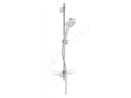 Hansa 44770111 - Set sprchové hlavice, 1 proud, hadice a tyče s poličkou, chrom