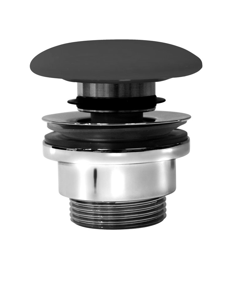 GSI umyvadlová výpust 5/4“, click-clack, keramická zátka, 5-65mm, černá mat