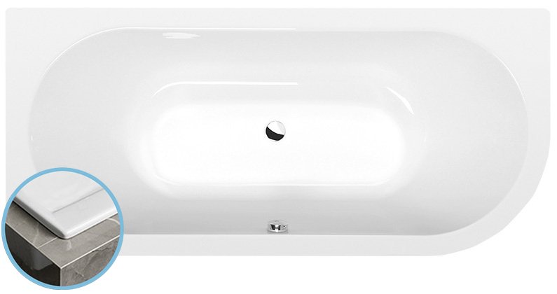 Levně Polysan VIVA L SLIM asymetrická vana 185x80x47cm, bílá