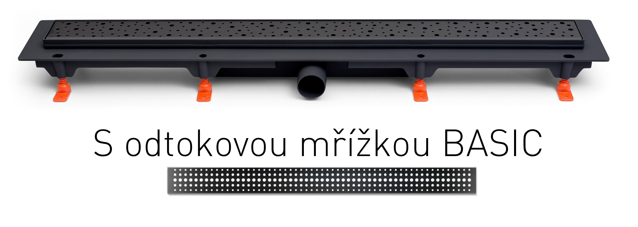 Levně Chuděj Lineární plastový žlab MCH černý 750 mm;boční D40; basic černá