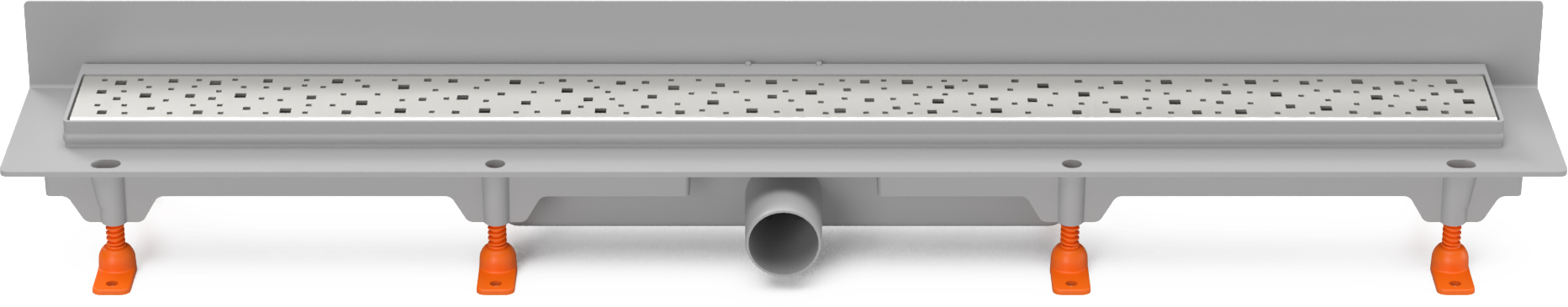 Levně Chuděj Lineární plastový žlab MCH Square 650 mm CH 650SN2 ke stěně s roštem Square a nerezovým rámečkem