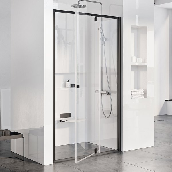 Ravak PIVOT PDOP2 - 100 BLACK/TRANSPARENT sprchové otočné dveře 100 cm, černý rám, čiré sklo