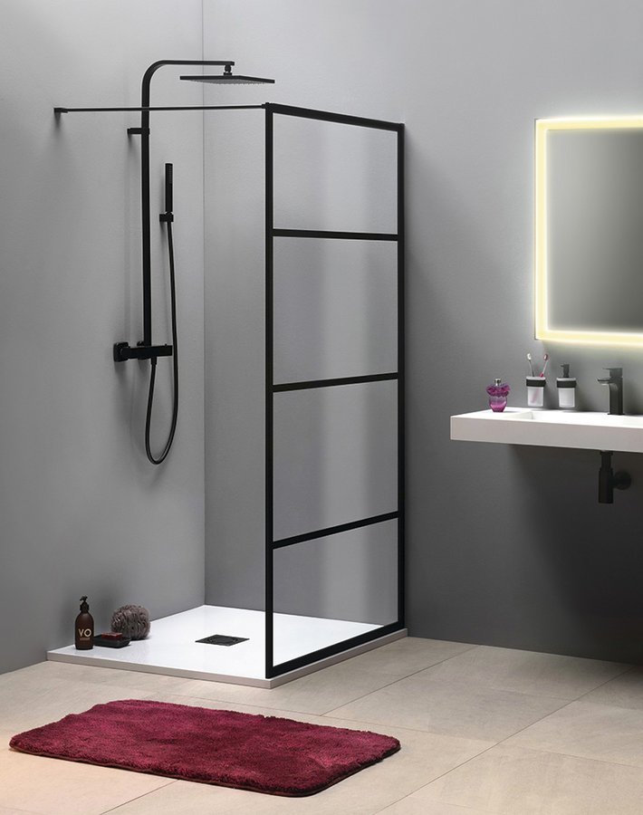 Levně Gelco CURE BLACK sprchová zástěna 700mm, čiré sklo