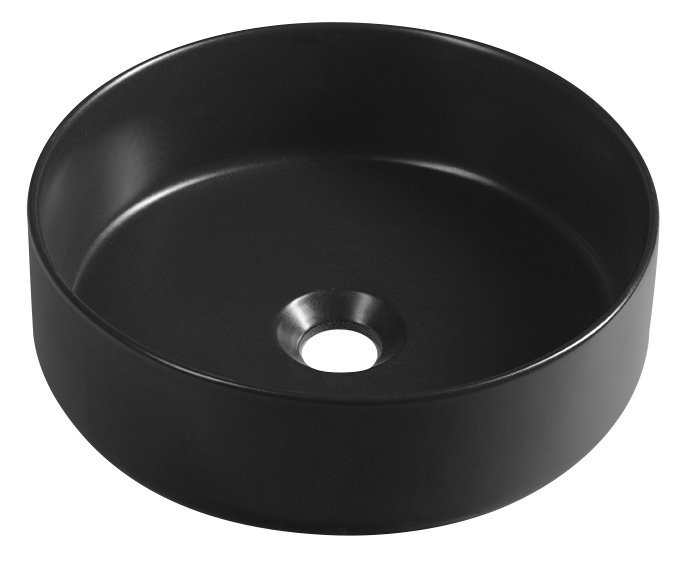 Isvea INFINITY ROUND keramické umyvadlo na desku, průměr 36x12 cm, černá mat