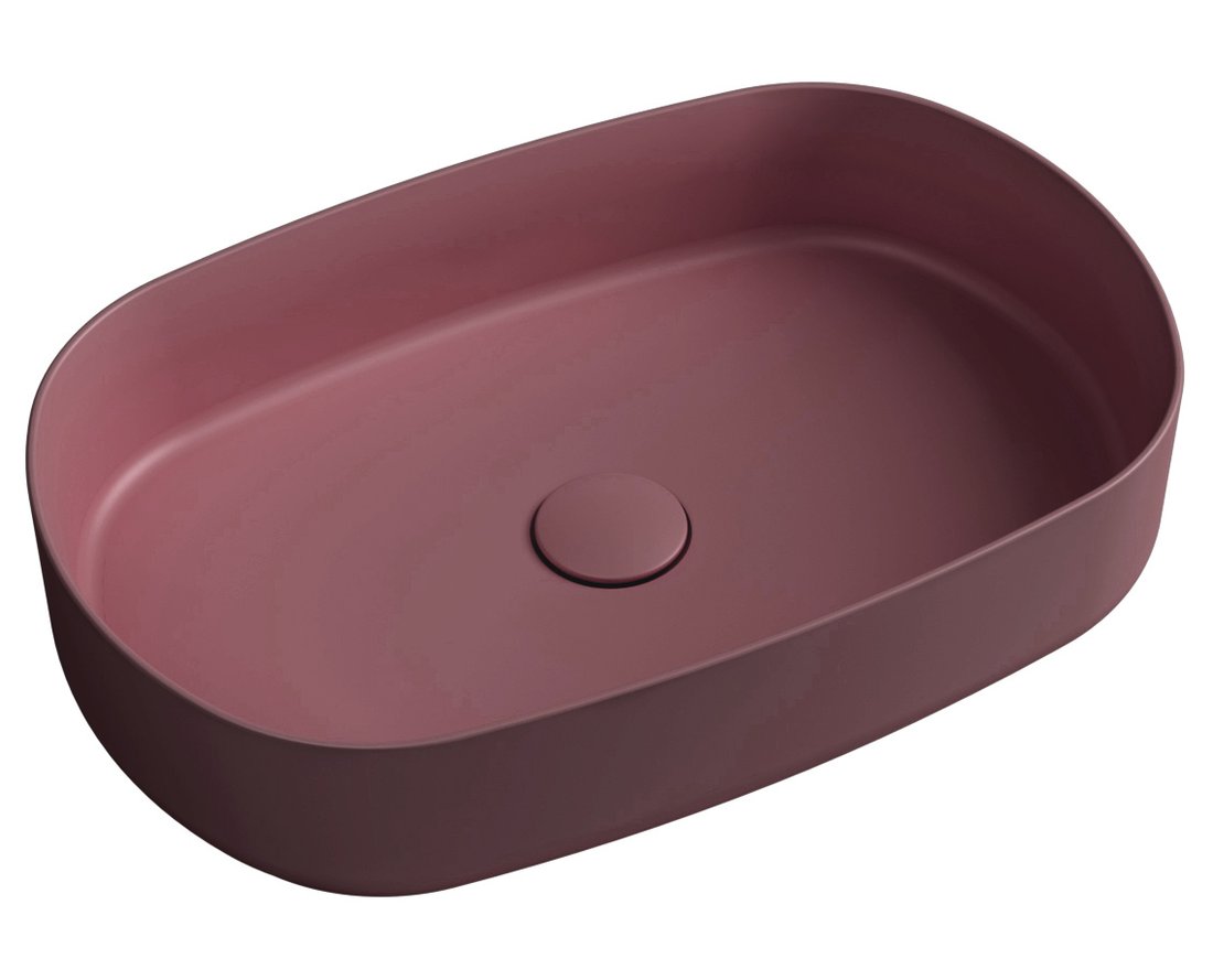 Isvea INFINITY OVAL keramické umyvadlo na desku, 55x36 cm, maroon red