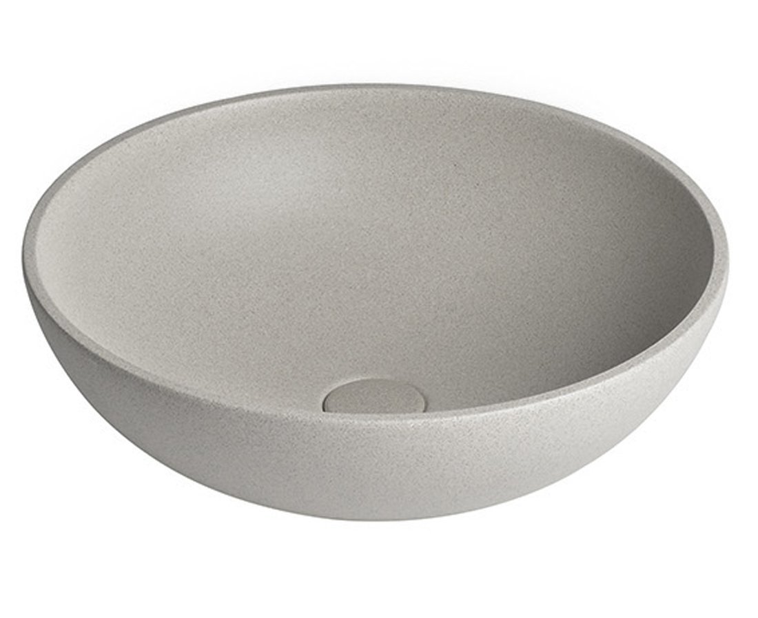 Sapho TURF betonové umyvadlo na desku; včetně výpusti; Ø 44cm; bílý pískovec