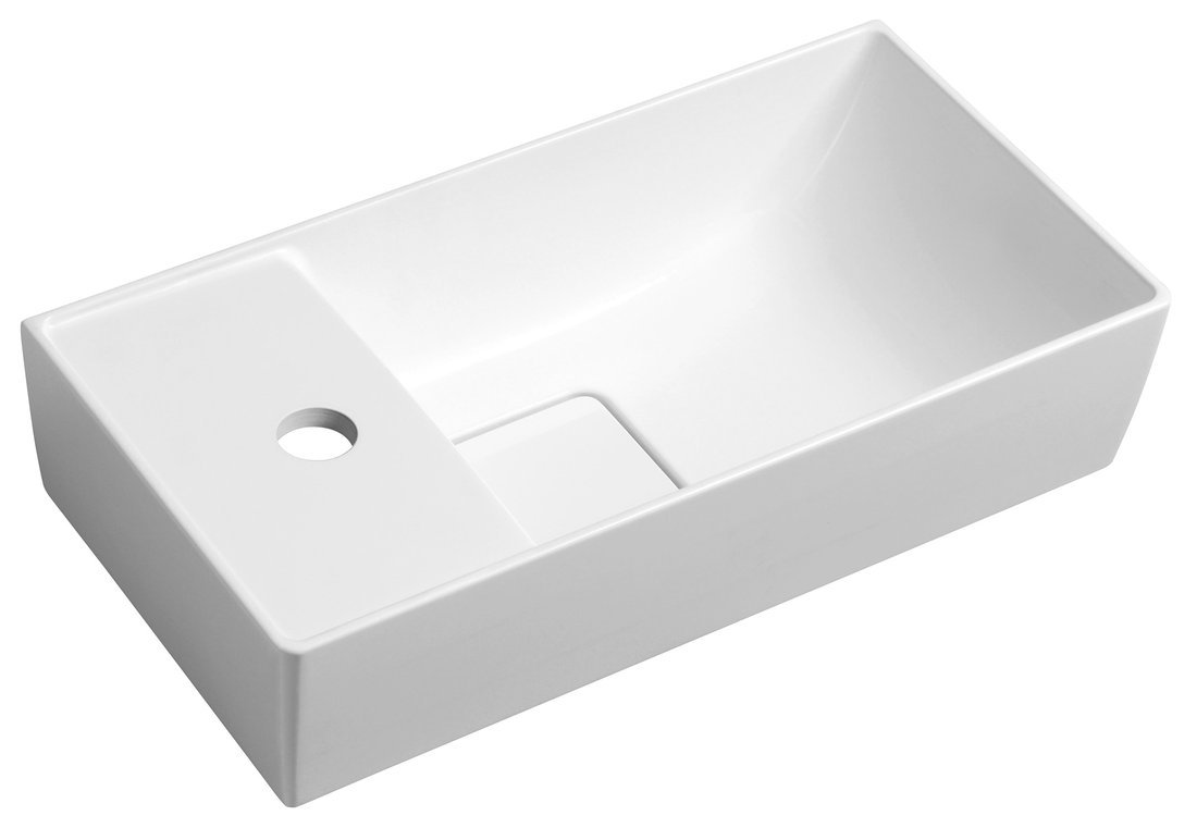 Sapho MAXX umývátko se záklopem 47x24cm; litý mramor; levé; bílá
