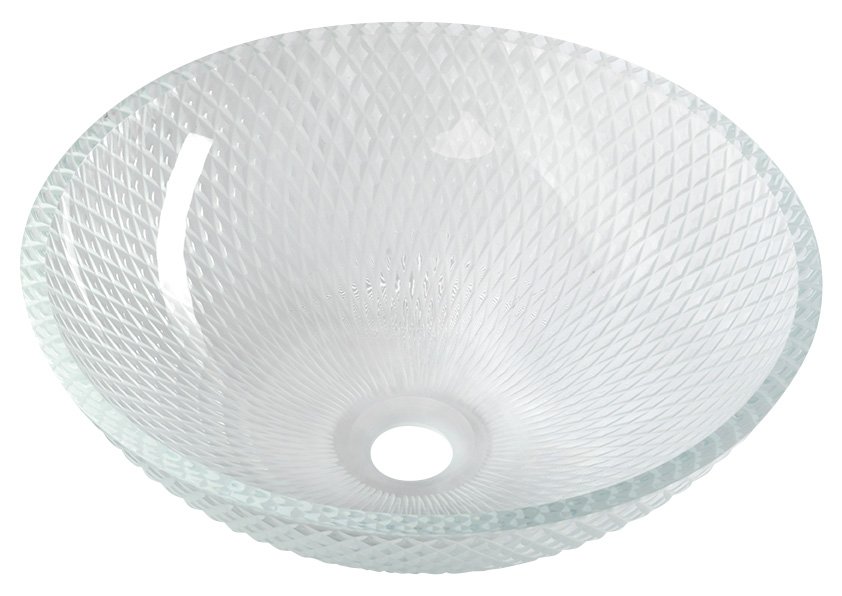 Levně Sapho PUKETA skleněné gravírované umyvadlo na desku Ø 42cm, čirá