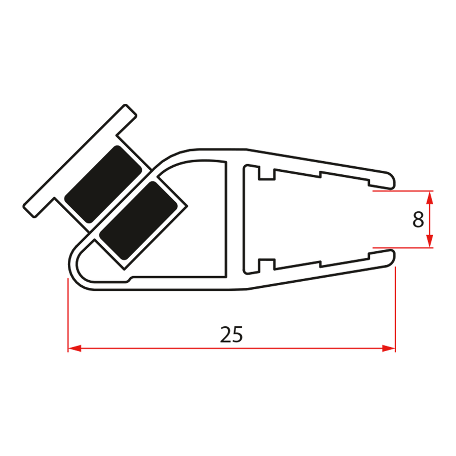 Gelco Set magnetických těsnění 45°pro sklo 8mm a profil , 2000mm (2ks)