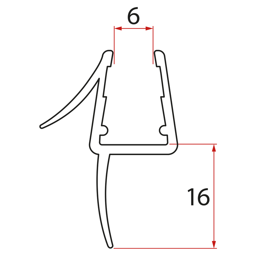 Gelco Spodní těsnění na dveře, sklo 6mm, 1000mm