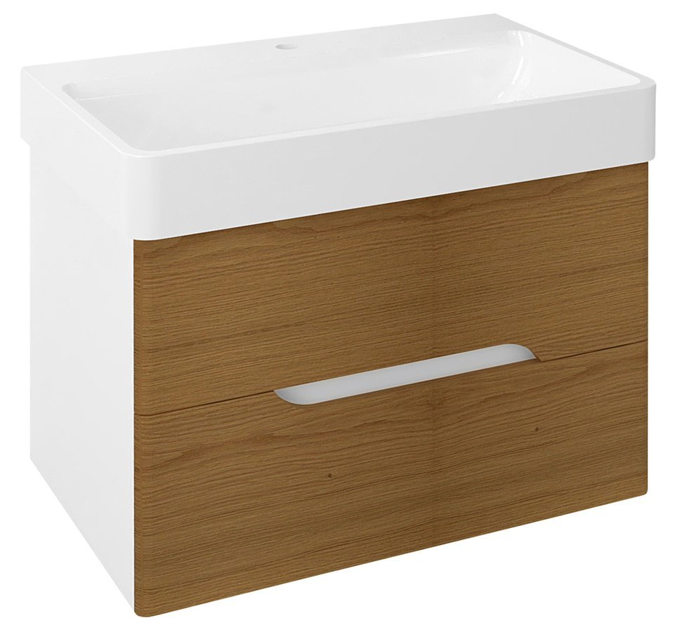 Levně Sapho MEDIENA umyvadlová skříňka 76x51x48,5cm, bílá mat/dub natural
