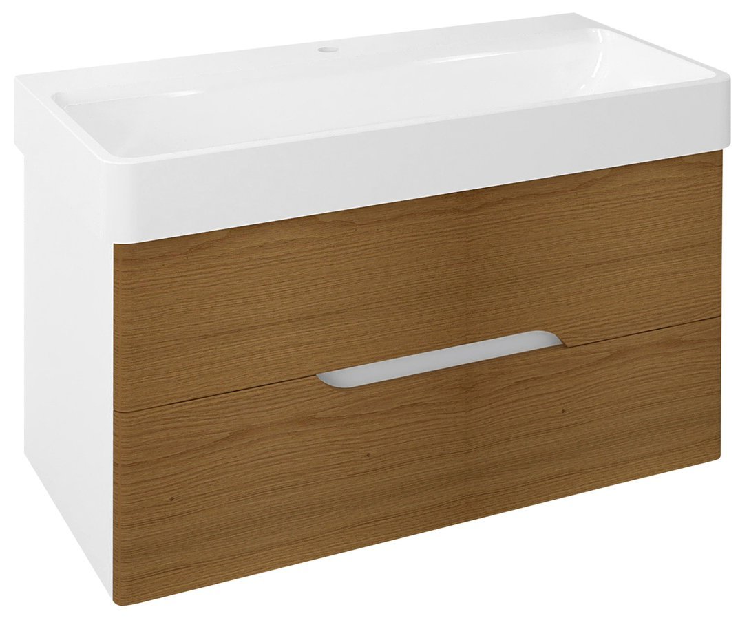 Levně Sapho MEDIENA umyvadlová skříňka 96x51x48,5cm, bílá mat/dub natural
