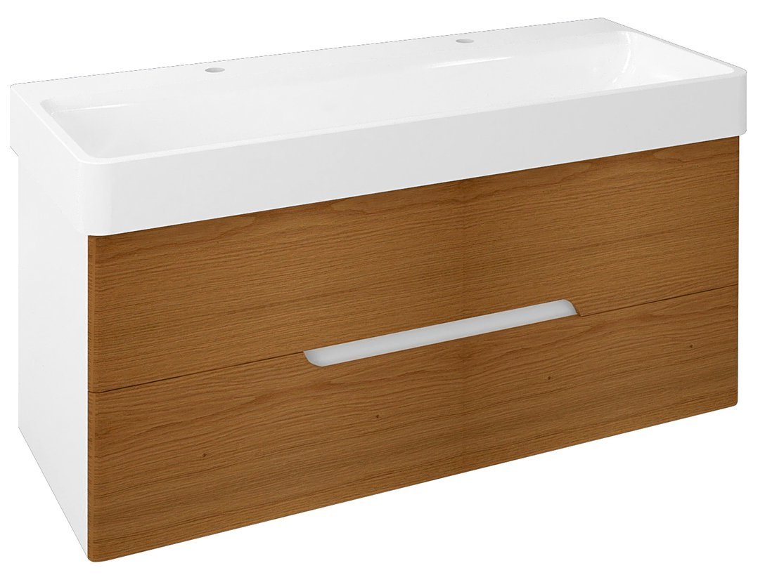 Levně Sapho MEDIENA umyvadlová skříňka 117x51x48,5cm, bílá mat/dub natural