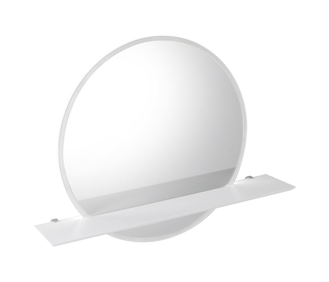 Sapho VISO kulaté zrcadlo s LED osvětlením a policí ø 60cm; bílá mat