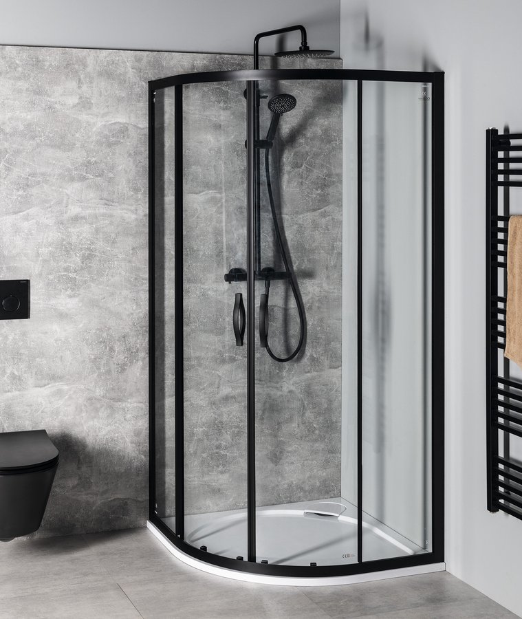 Gelco SIGMA SIMPLY BLACK čtvrtkruhová sprchová zástěna 1000x1000 mm; R550; čiré sklo