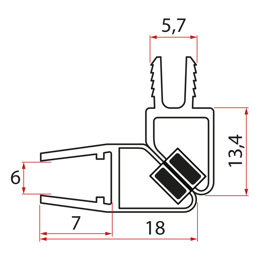 Gelco Set magnetických těsnění 45° pro sklo 6mm a profil, 1900mm (2ks)