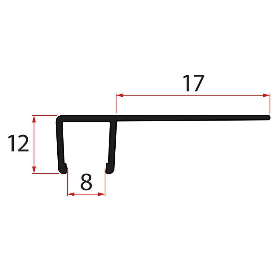 Gelco Set svislých těsnění pro sklo 8/8mm, 2000mm, černá (2ks)