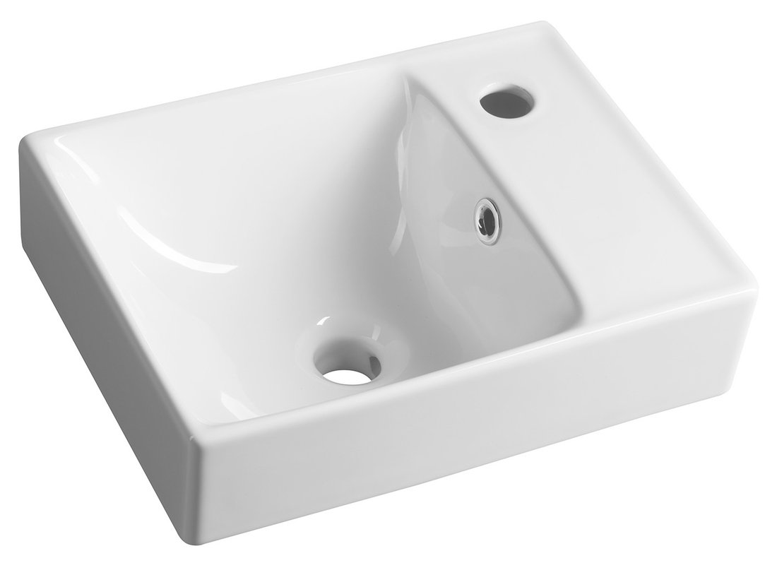 Levně CERASTYLE NUALI keramické umývátko 40x30cm, baterie vpravo, bílá