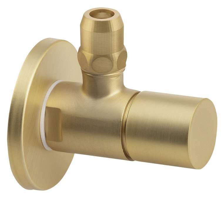 Sapho Rohový ventil s matkou, kulatý, 1/2"x3/8", zlato mat