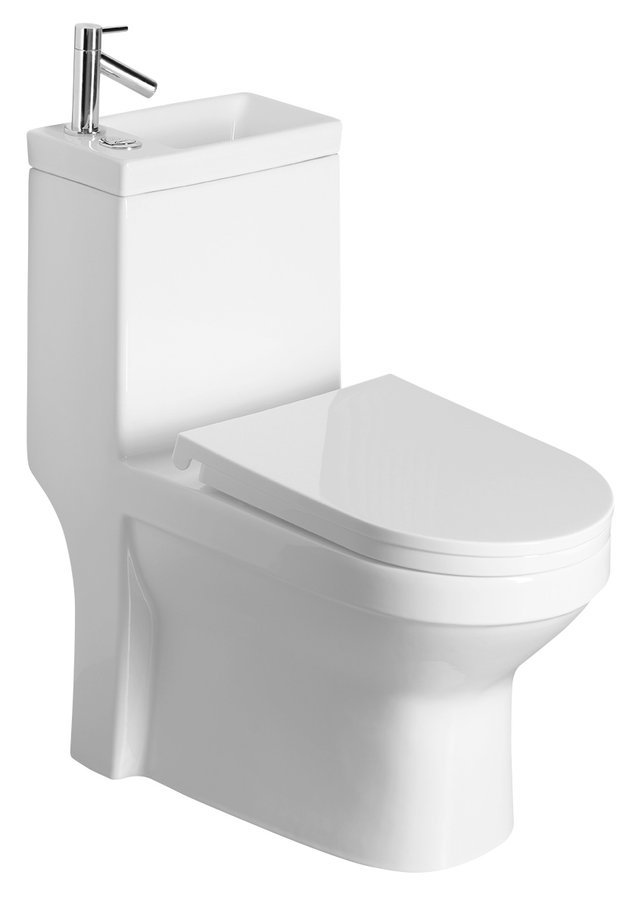 Levně Aqualine HYGIE WC kombi s umývátkem, spodní/zadní odpad, bílá