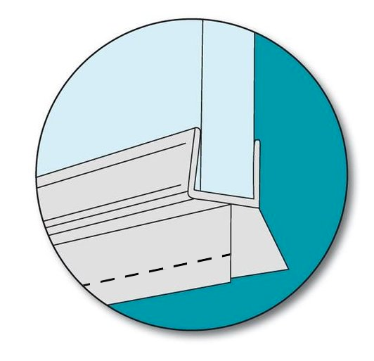 Eco produkty Spodní universální trhací těsnění na sprchové dveře (okapnička), na sklo 6 - 8 mm, délka 1000 mm, výška břitu 15/20 mm (23015)