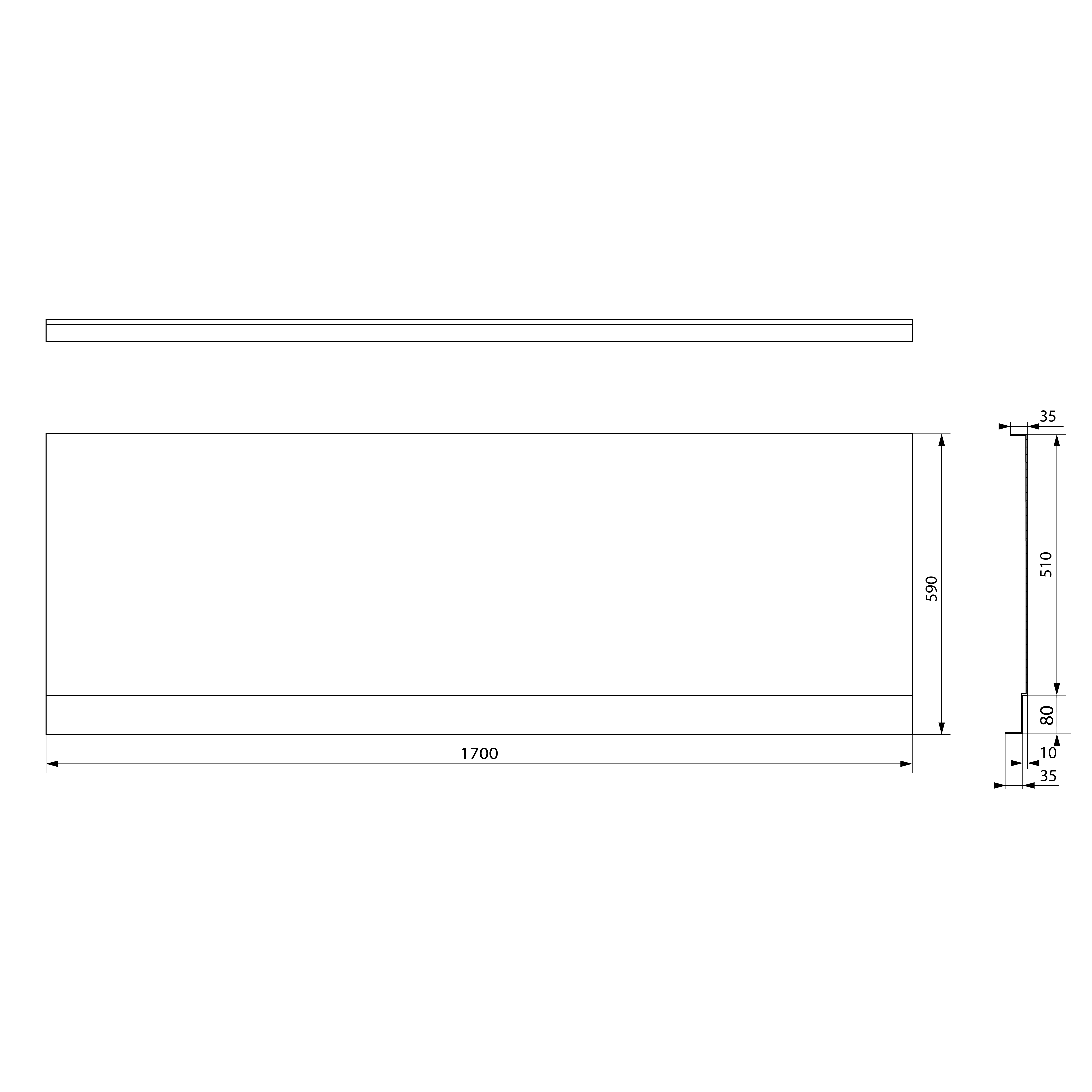 Polysan PLAIN NIKA panel 170x59cm; černá mat