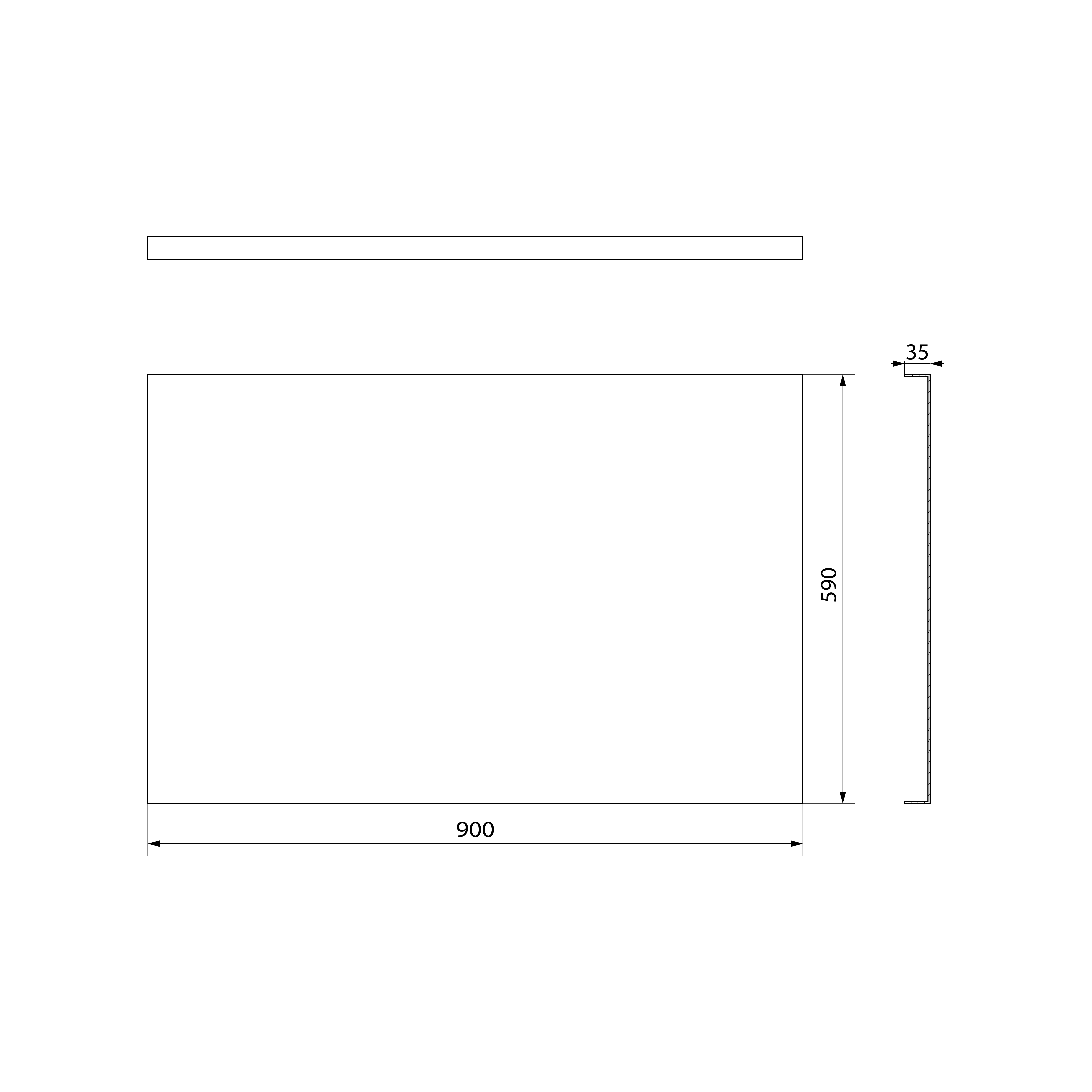 Polysan PLAIN panel boční 90x59cm; černá mat