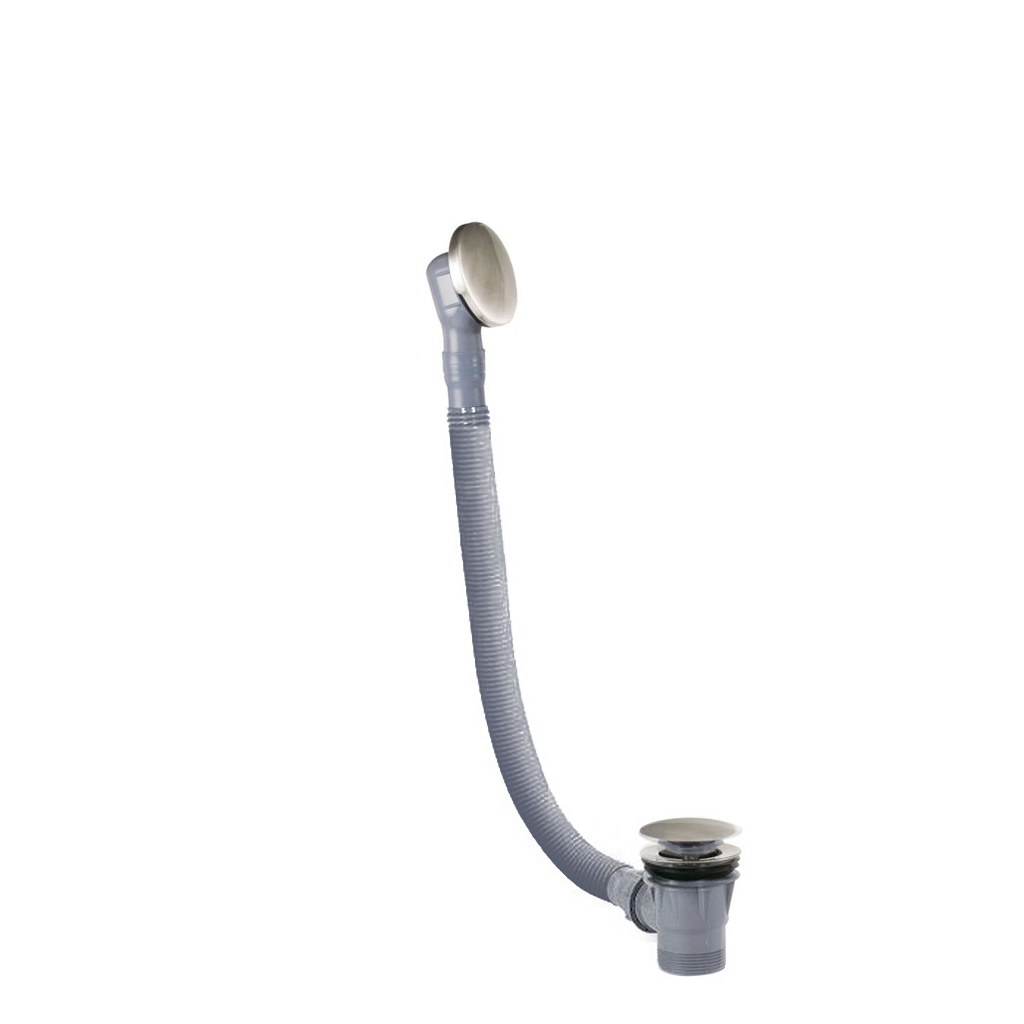 Levně Tres 03453420AC Vanová odtoková souprava click clack; kartáčovaná nerez (ocel) - kovová zátka a přepad 68 cm (klik klak)