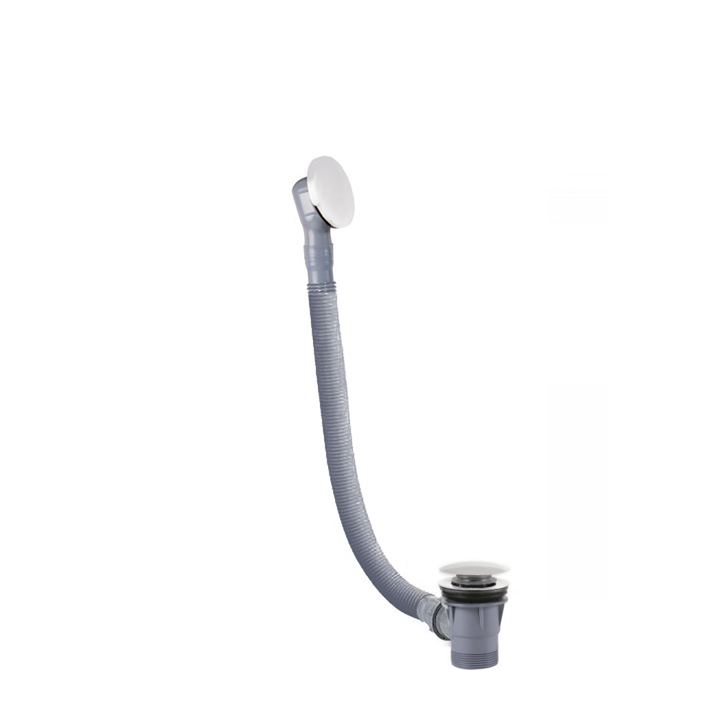 Levně Tres 03453420BM Vanová odtoková souprava click clack; matná bílá - kovová zátka a přepad 68 cm (klik klak)