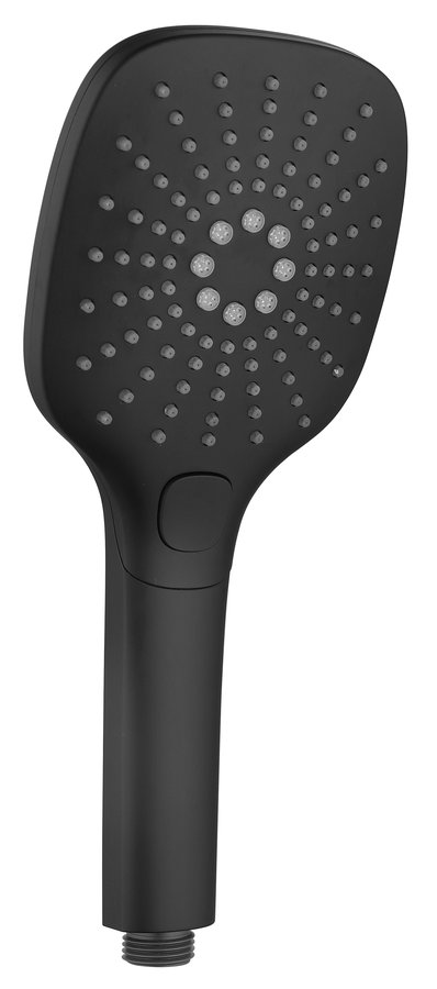 Levně Sapho Ruční masážní sprcha s tlačítkem, 3 režimy sprchování, silikon trysky, 109x109mm, ABS/černá mat