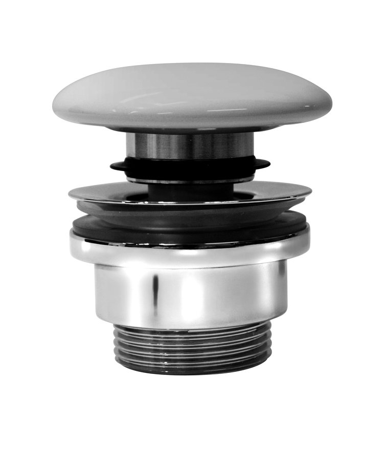 Levně GSI umyvadlová výpust 5/4“, click-clack, keramická zátka, 5-65mm, bílá mat