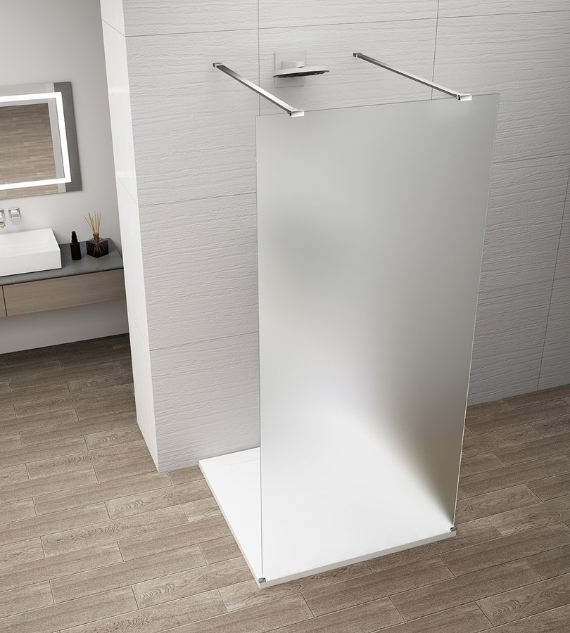Levně Polysan ESCA CHROME jednodílná sprchová zástěna do prostoru, matné sklo, 1100 mm