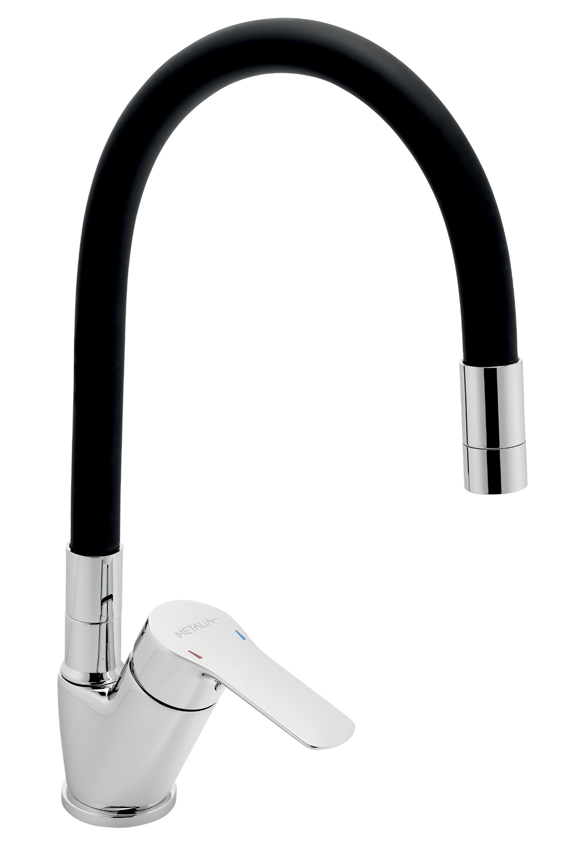 Novaservis Dřezová baterie s černým flexi ramenem Metalia 54, chrom