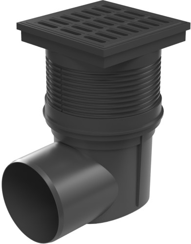 Chuděj Kanalizační vpust boční DN110, suchá klapka, plastová mřížka 150x150 mm (Gule boční DN110 s plastovou mřížkou)