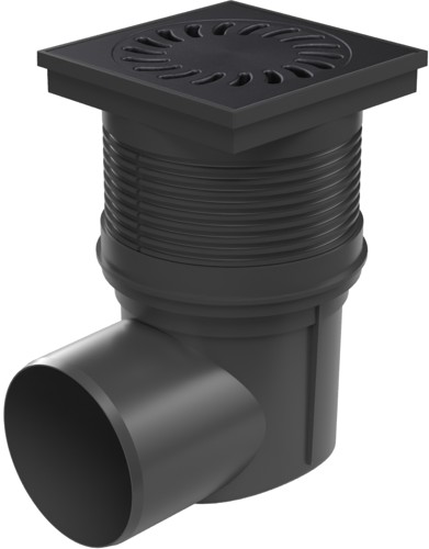 Chuděj Kanalizační vpust boční DN110, suchá klapka, litinová mřížka 150x150 mm (Gule boční DN110 s litinovou mřížkou)
